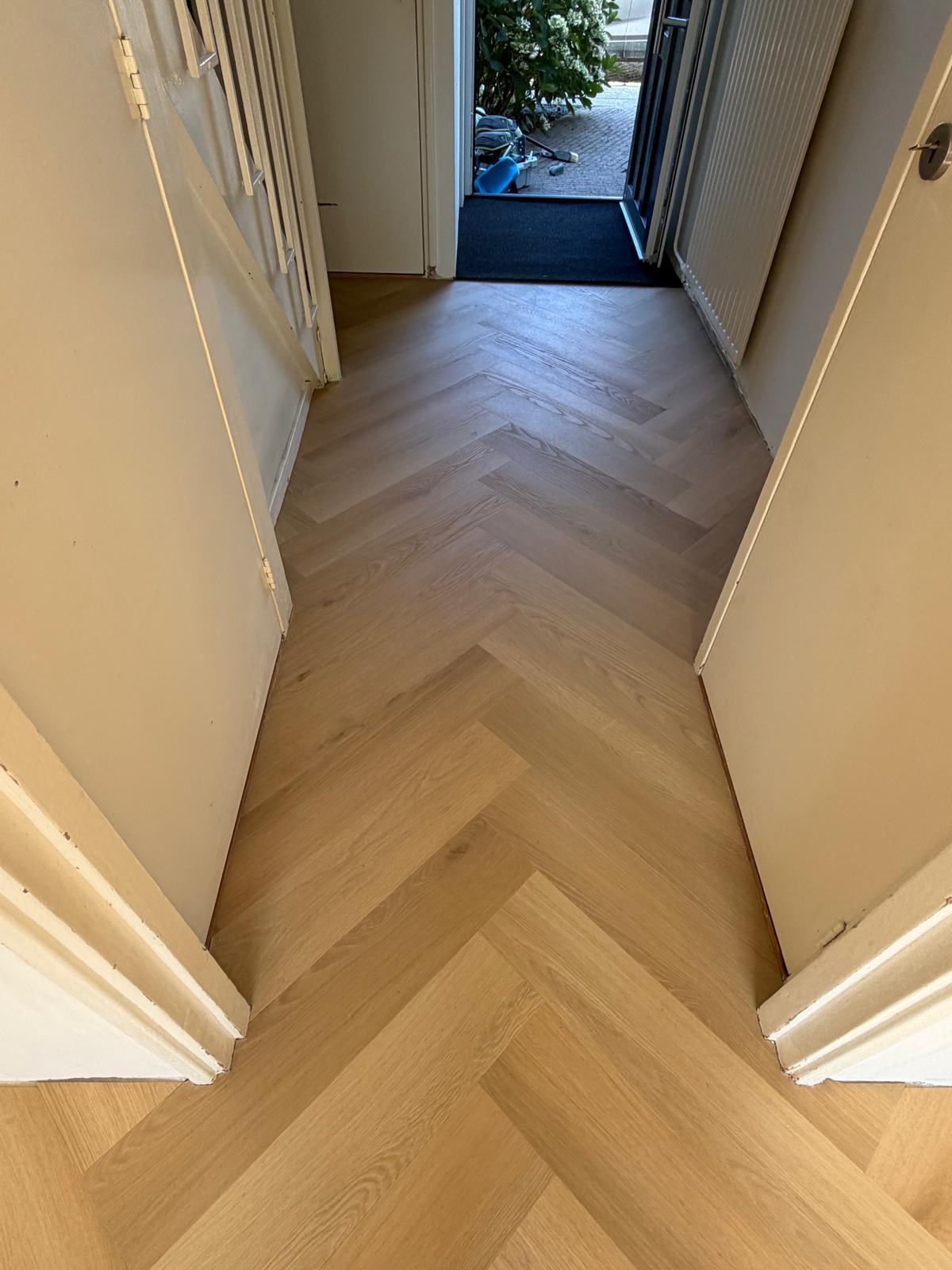 Herringbone PVC floor in a hallway