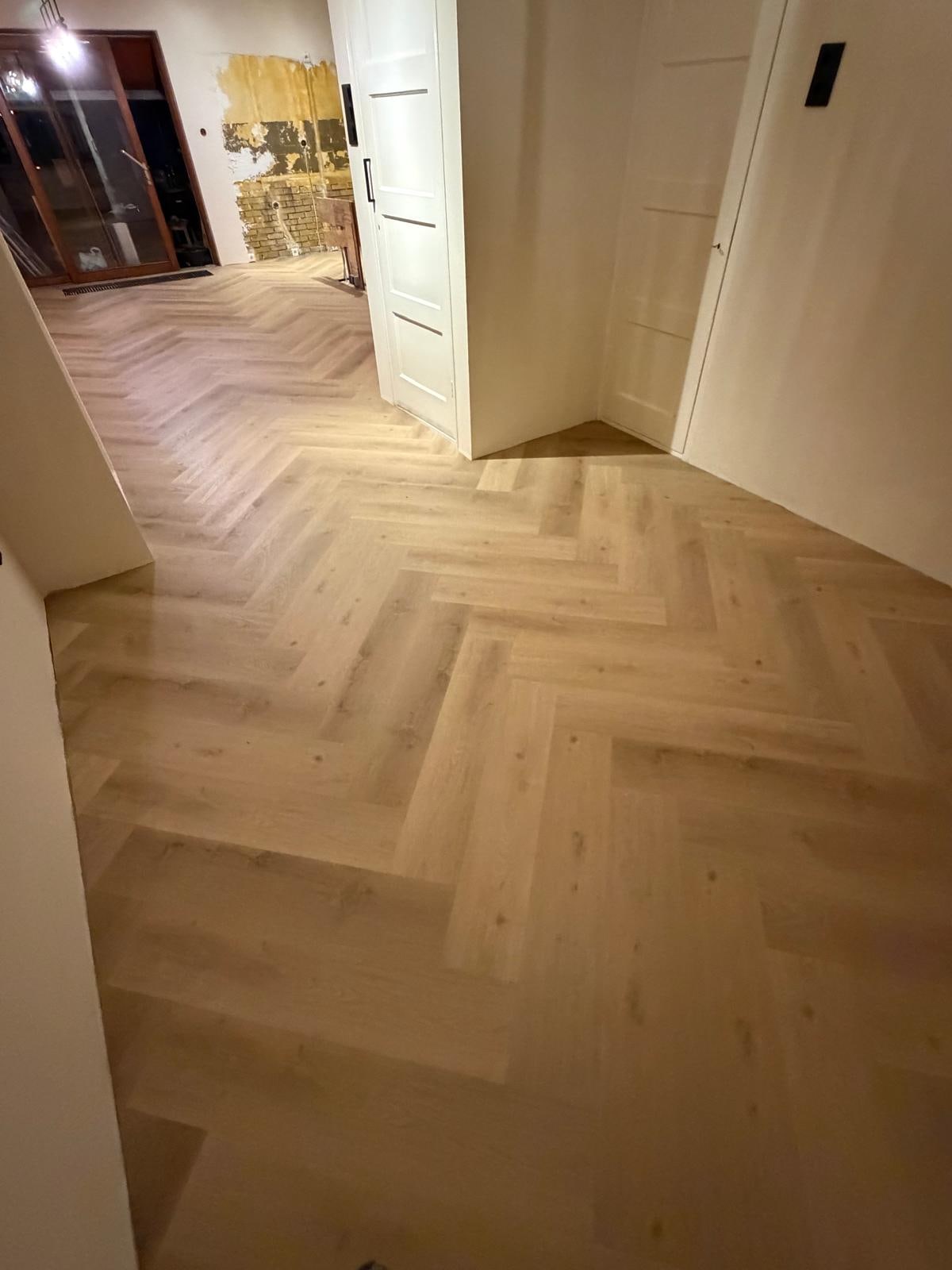 Herringbone PVC during a renovation